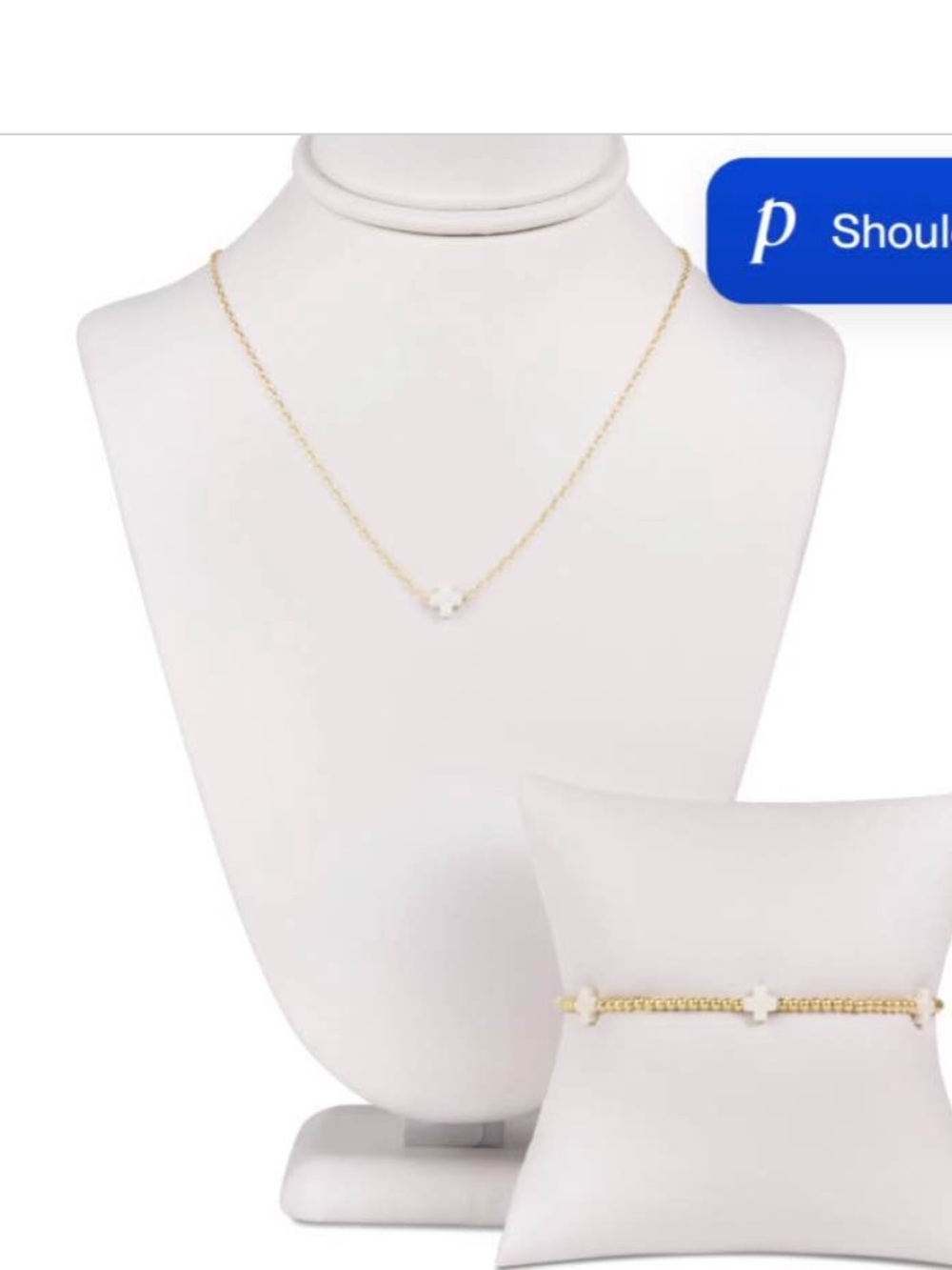 Enewton/eGirl Signature Off-White Cross Bracelet and 14" Necklace Set